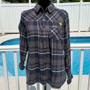 Columbia West Virginia Mountaineers Women’s Flannel Shirt Charcoal Plaid Medium